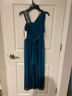 Sequin Hearts Teal One-Shoulder Embellished Formal Dress